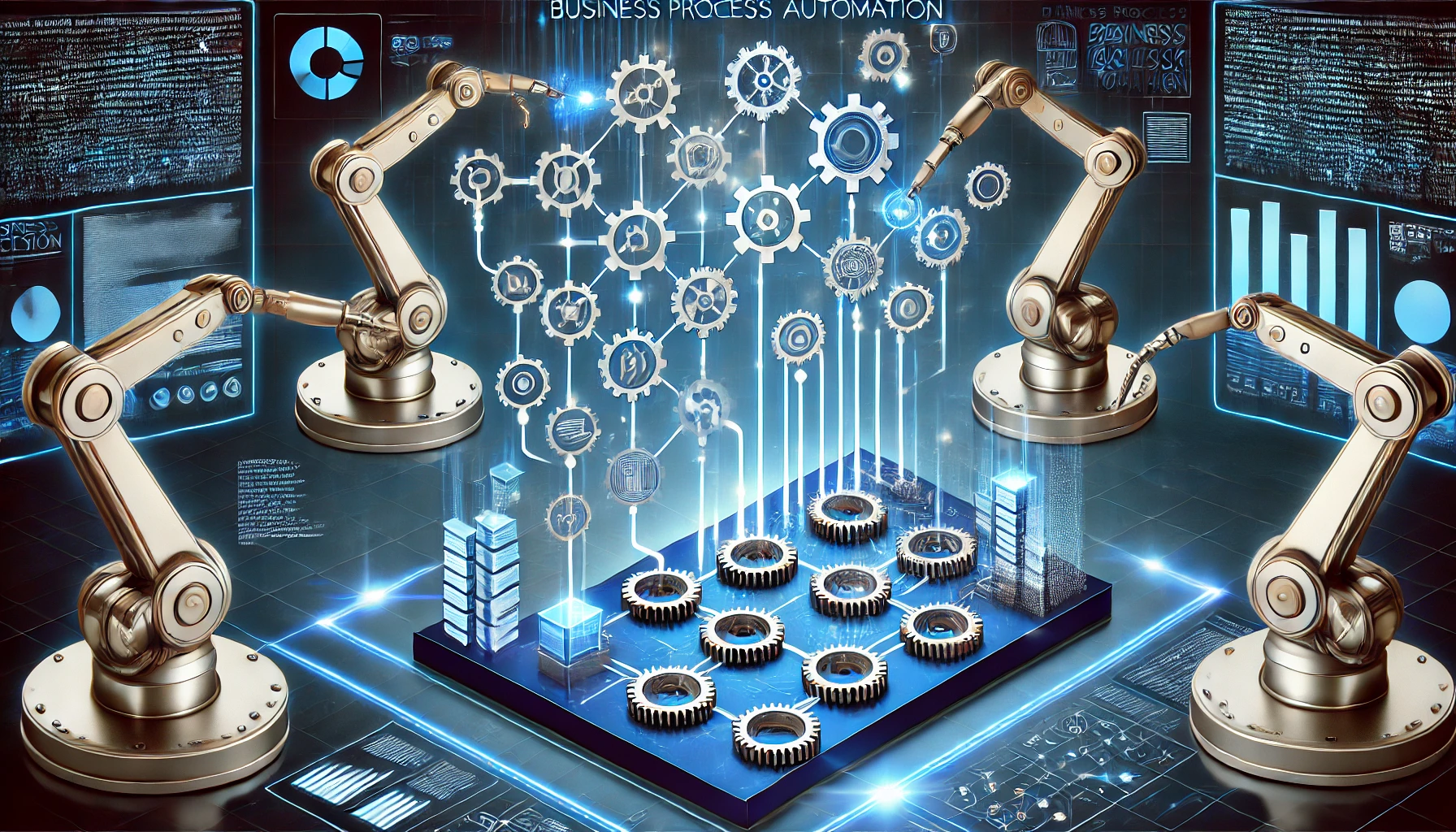 A 16:9 illustration depicting the concept of business process automation.